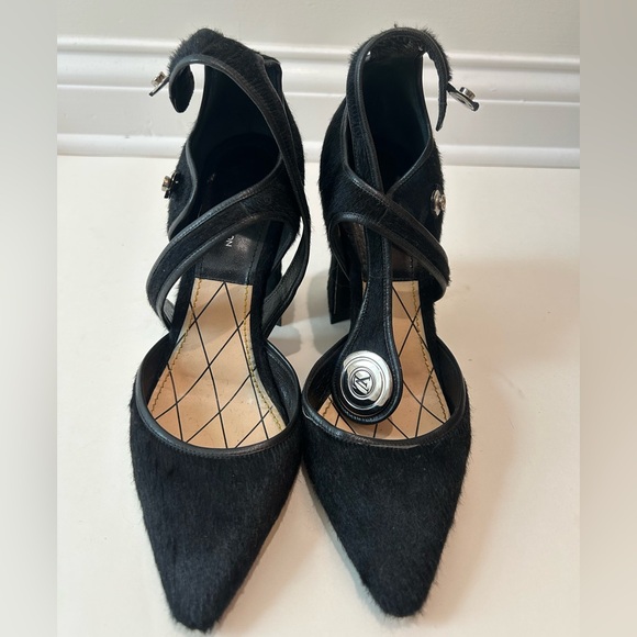 Louis Vuitton Shoes - Louis Vuitton Black Calfskin Heels with Silver Accents